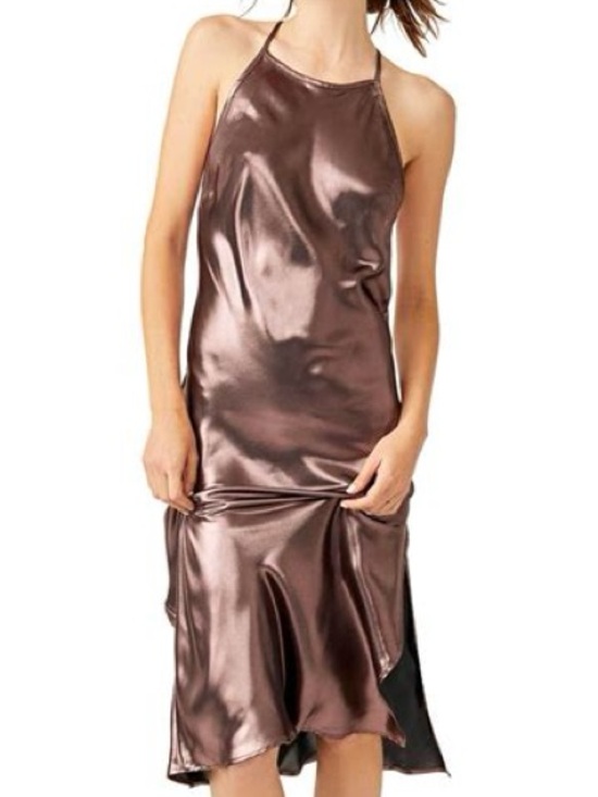 Free People Dresses & Skirts - 🤎Free People Sunset Shimmer Satin Midi Slipdress